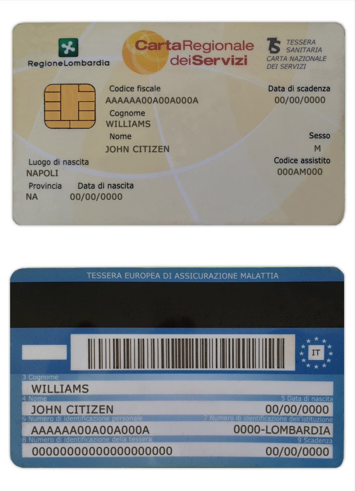 Italy health insurance card (Tessera sanitaria)